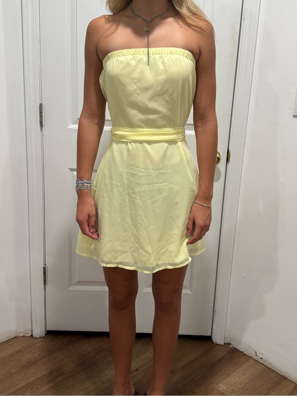 Strapless Yellow Summer Dress